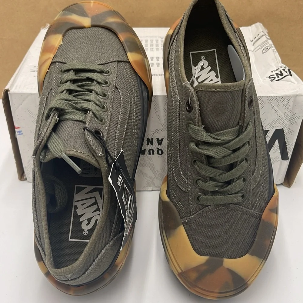 Vans WMNS Olive Green Sneakers Camouflage Old Skool Tapered Modular Grape Leaf - Picture 7 of 16